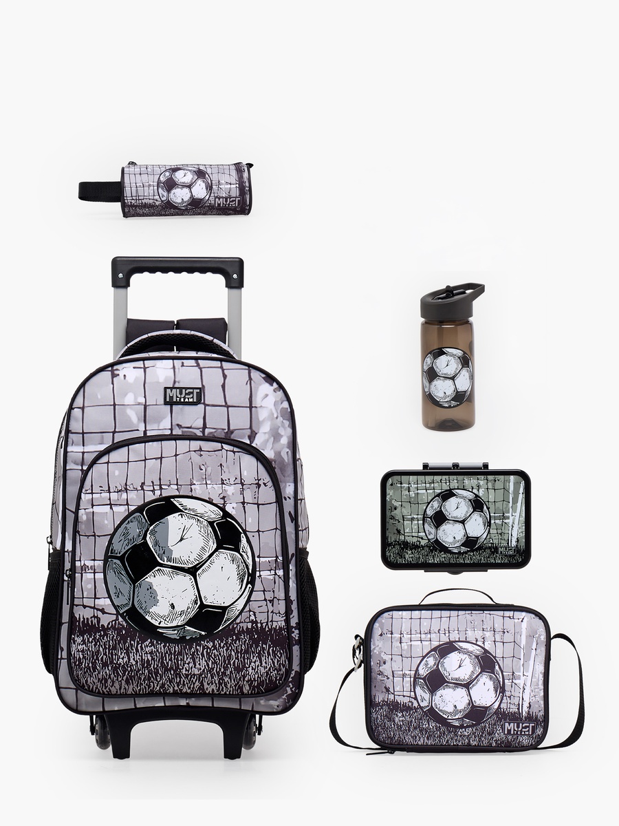 Boys Printed 5-Piece School Trolley Bag Set with Pencil Pouch - 16 inch