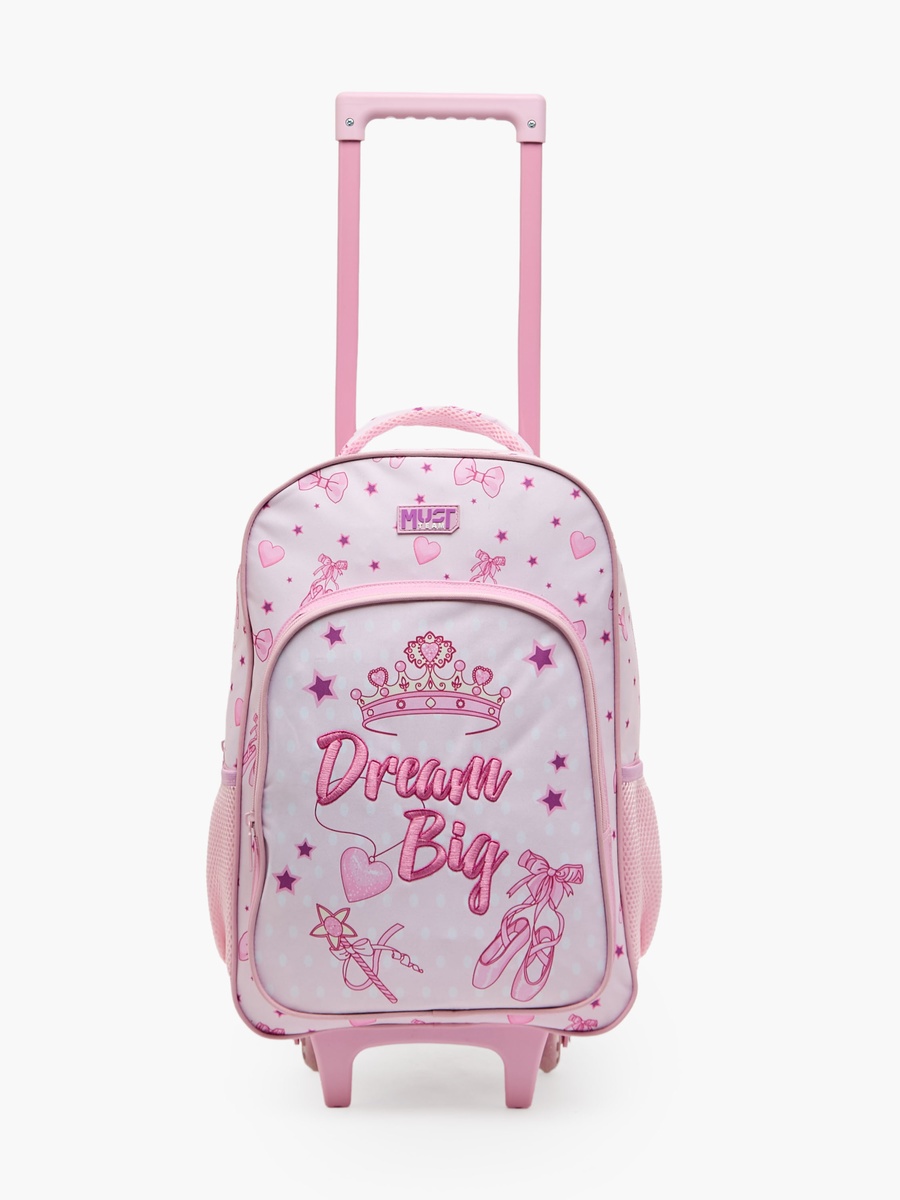 Girls Printed 5-Piece Trolley School Bag Set with Lunch Box - 16 inch