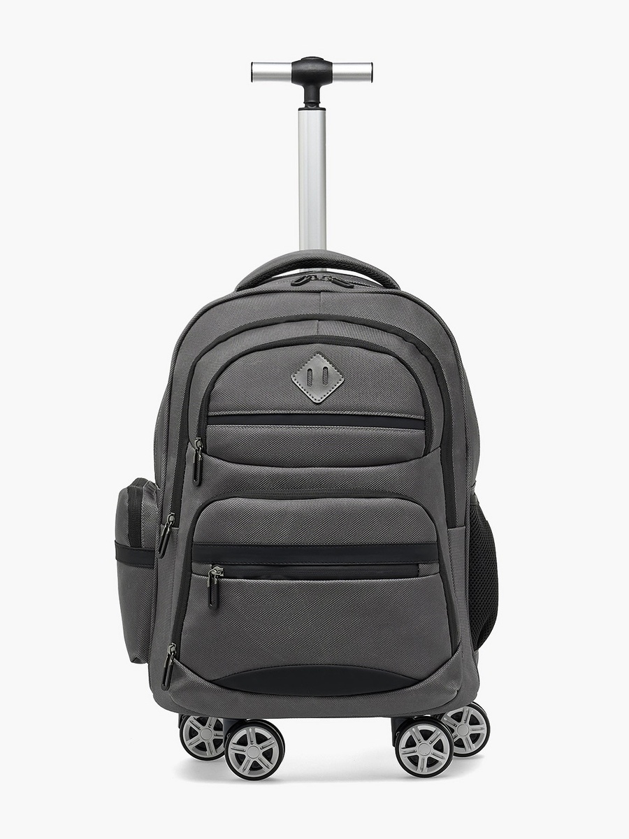 Solid Trolley Backpack with Retractable Handle - 18 inch