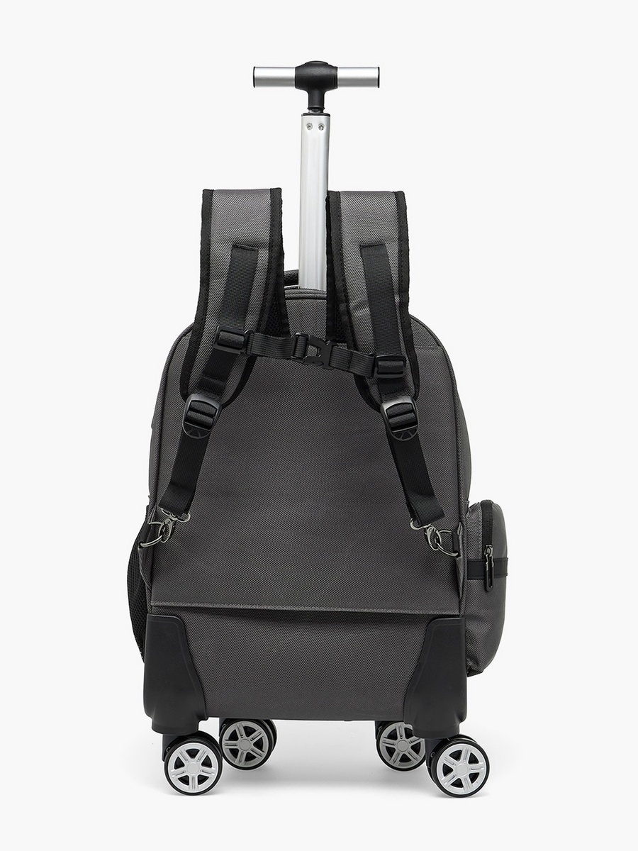 Solid Trolley Backpack with Retractable Handle - 18 inch