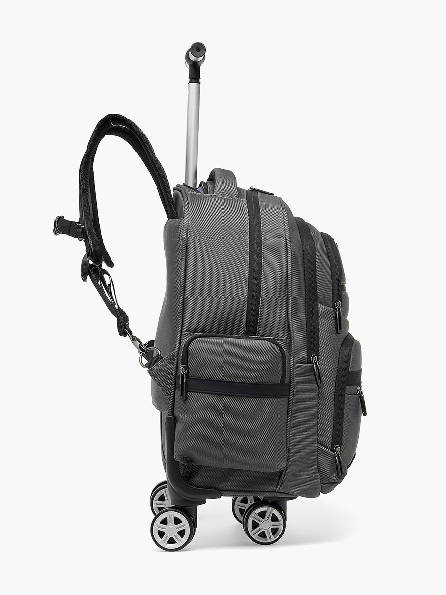 Solid Trolley Backpack with Retractable Handle - 18 inch