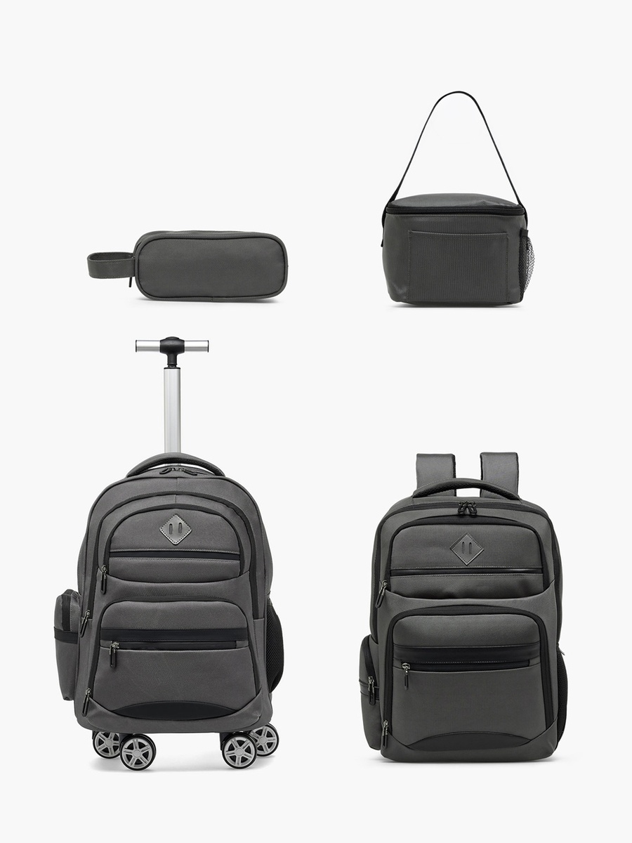 Solid Trolley Backpack with Retractable Handle - 18 inch