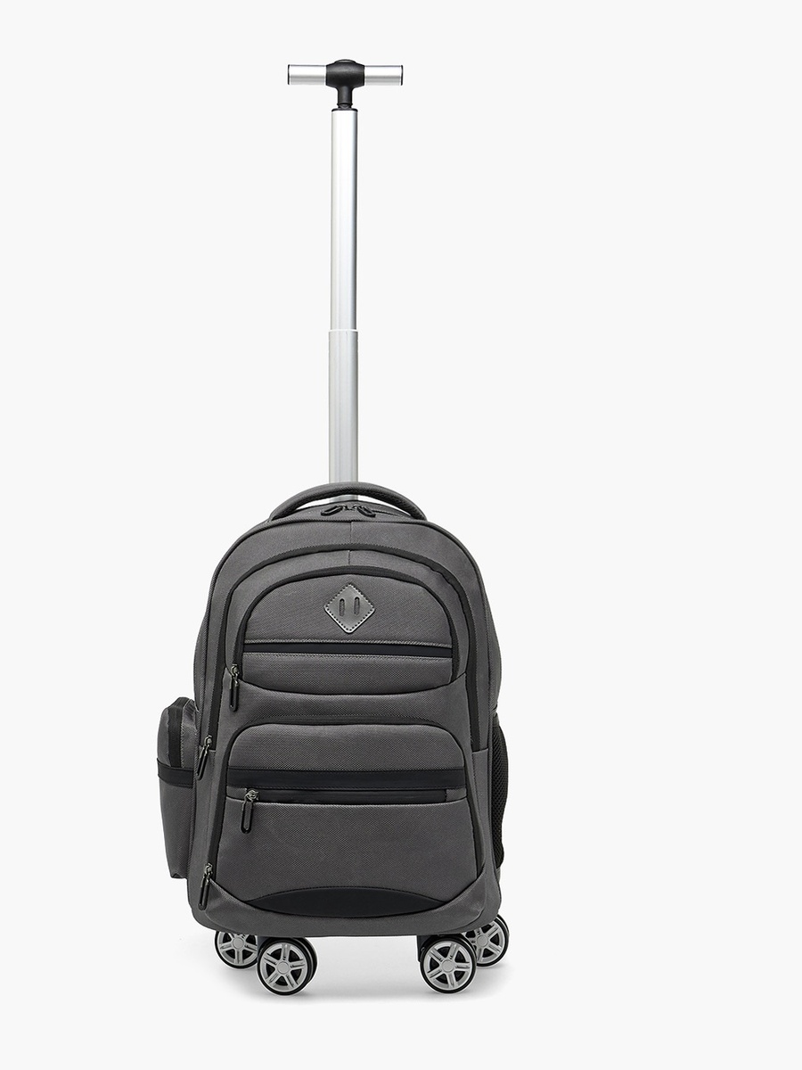 Solid Trolley Backpack with Retractable Handle - 18 inch