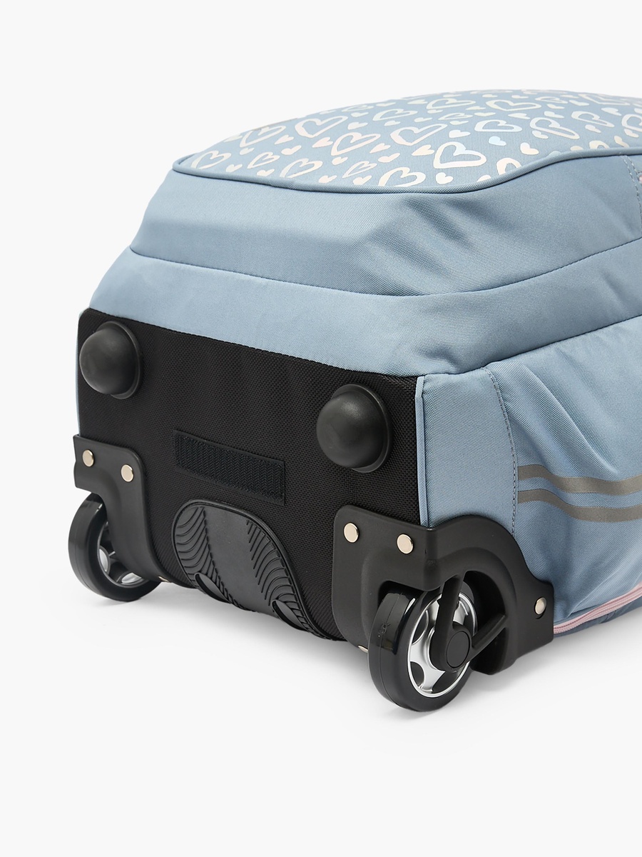 Heart Print Trolley Backpack with Retractable Handle - 18 inch
