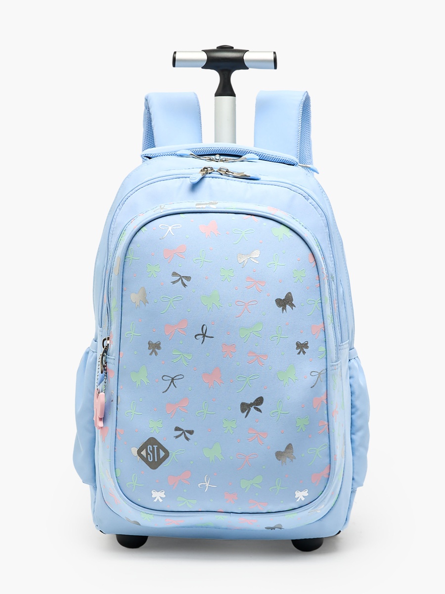 Bow Print Trolley Backpack with Retractable Handle - 18 inch
