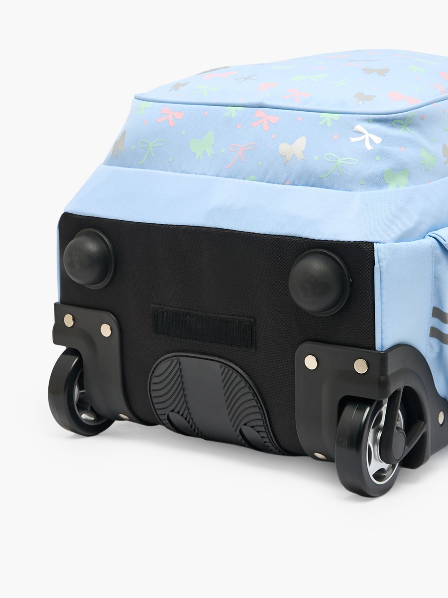 Bow Print Trolley Backpack with Retractable Handle - 18 inch