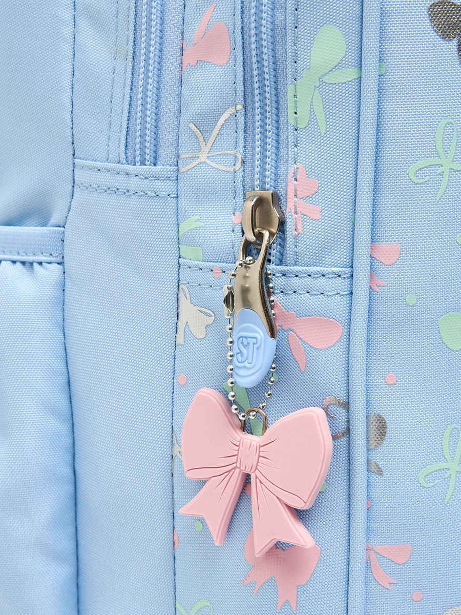 Bow Print Trolley Backpack with Retractable Handle - 18 inch