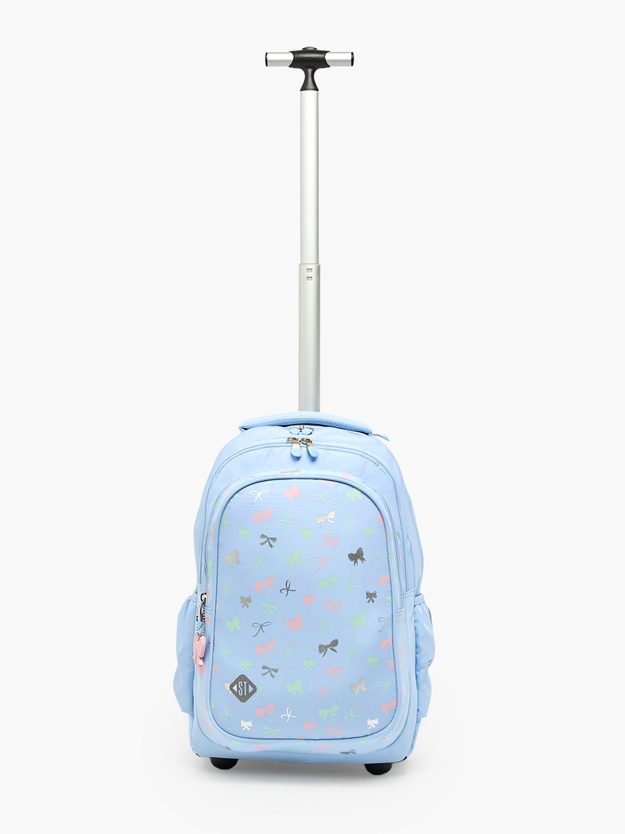 Bow Print Trolley Backpack with Retractable Handle - 18 inch
