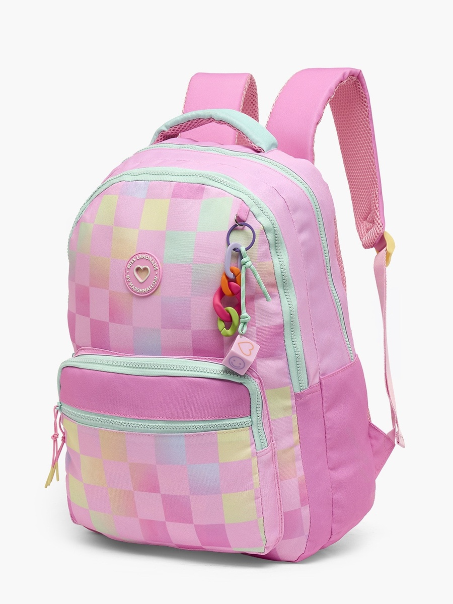 Girls Checked Backpack with Padded Shoulder Straps - 17 inch