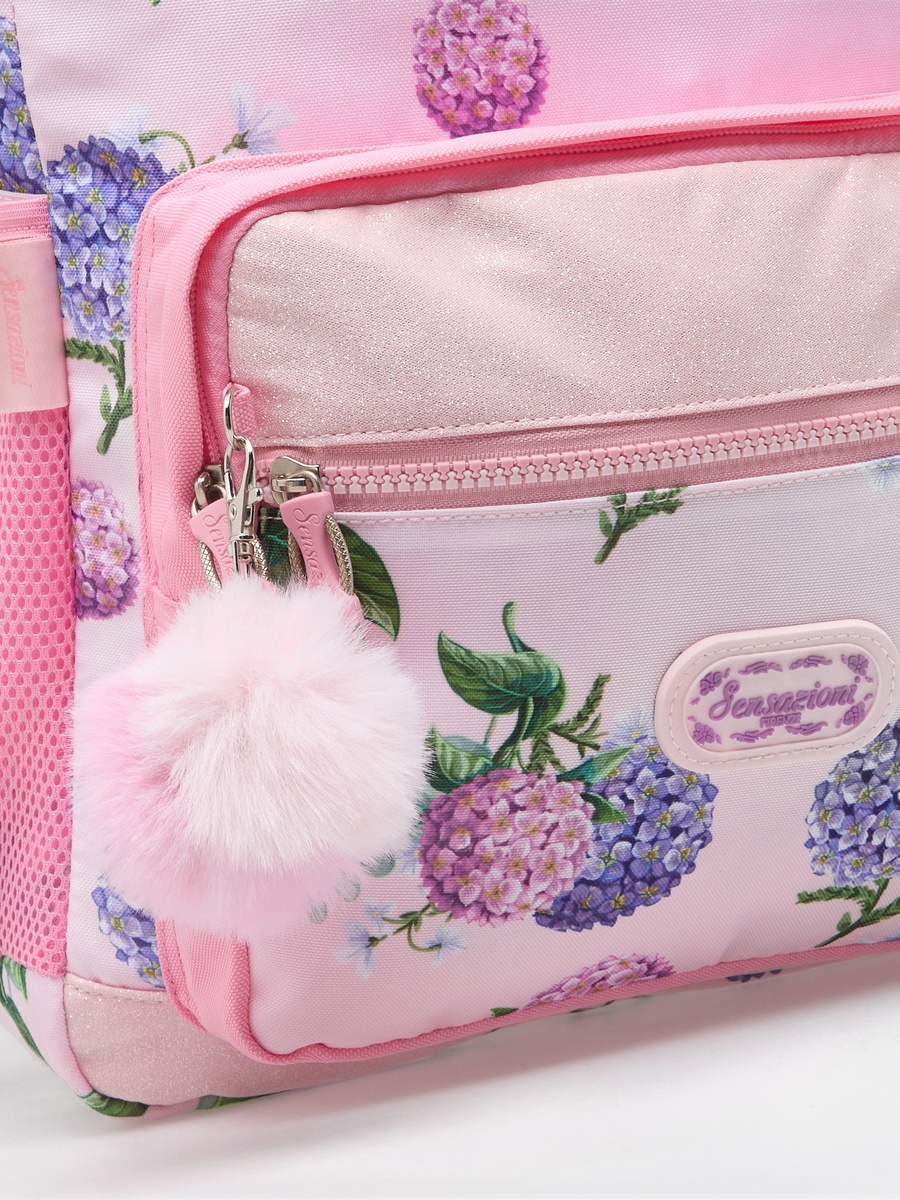 Floral Print Backpack with Adjustable Shoulder Straps - 18 inch