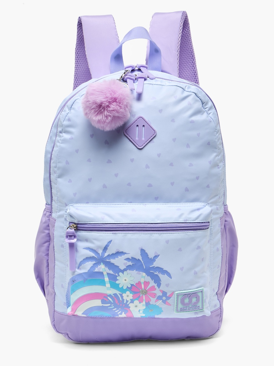 Tropical Print Backpack with Padded Shoulder Straps - 17 inch