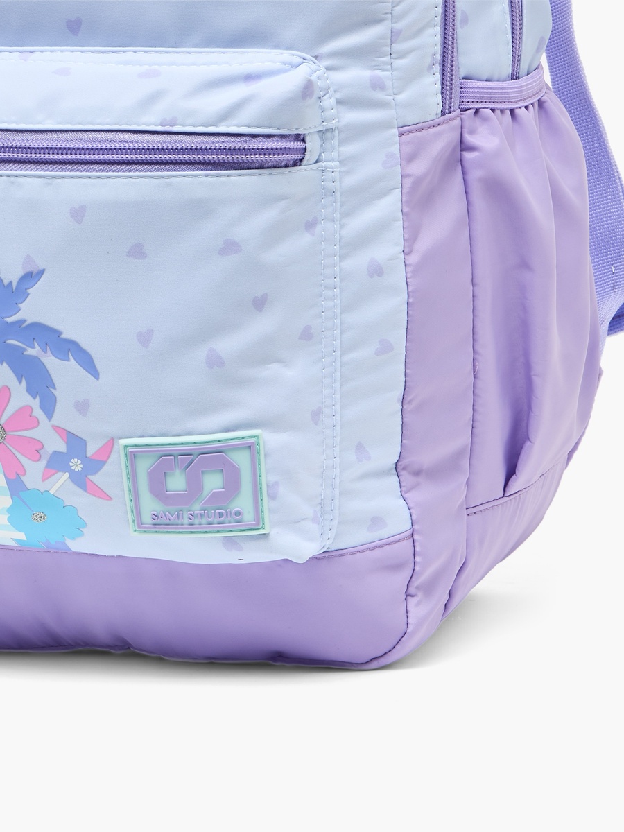 Tropical Print Backpack with Padded Shoulder Straps - 17 inch