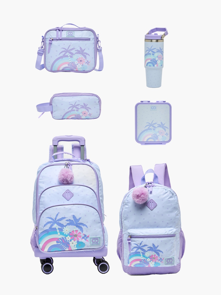 Tropical Print Backpack with Padded Shoulder Straps - 17 inch