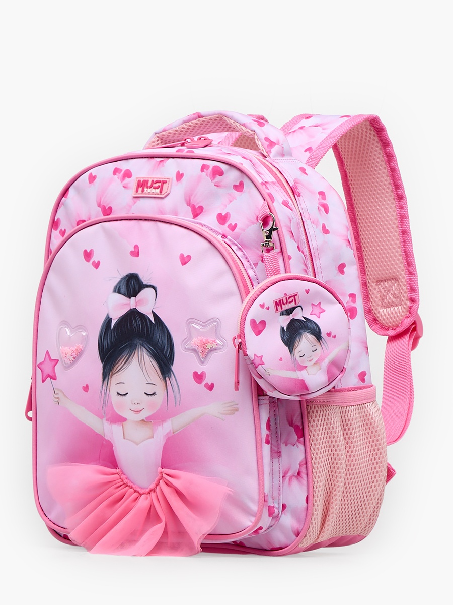 Girls Ballerina Print Backpack with Adjustable Straps - 12 inch