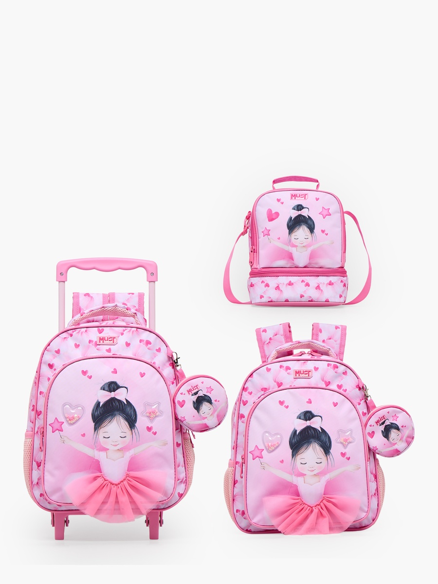Girls Ballerina Print Backpack with Adjustable Straps - 12 inch