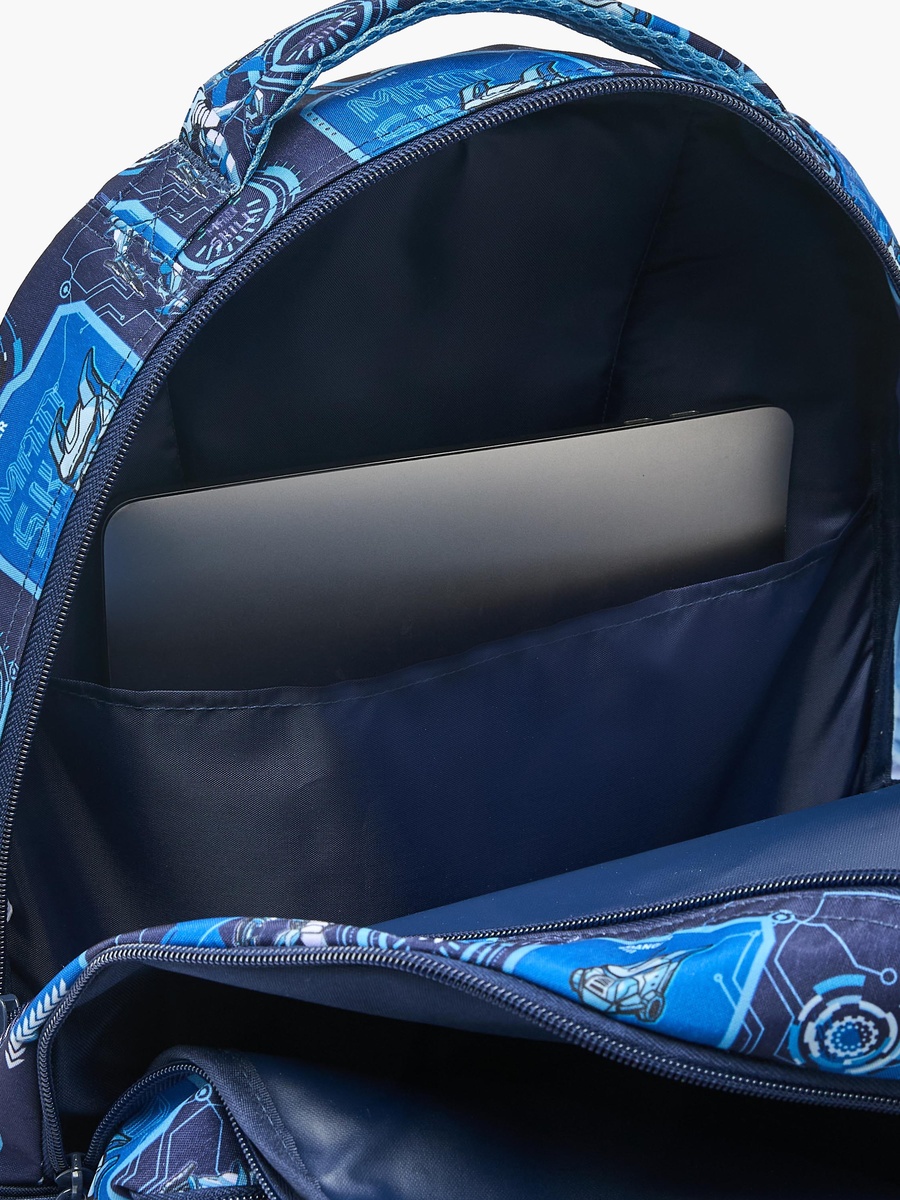 شنطة ظهر للأولاد 5-8 سنوات بأحزمة كتف مبطنة وطبعات روبوت - 17 بوصة