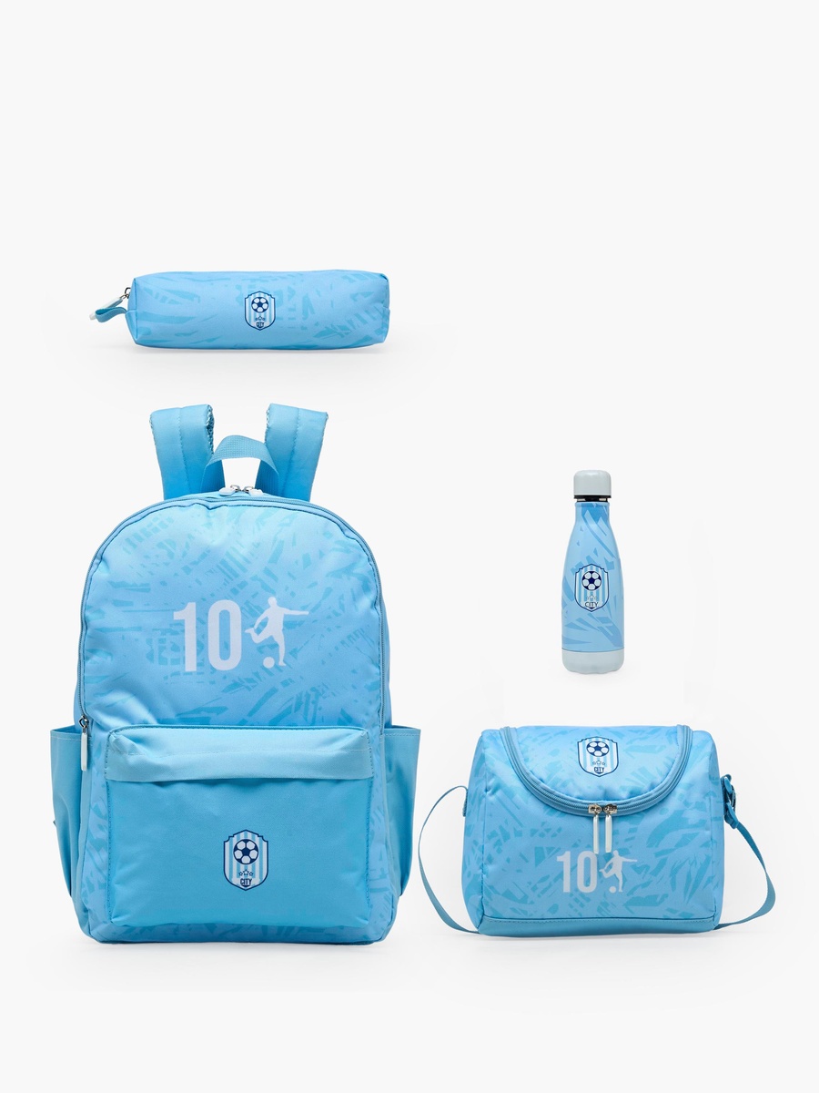 Printed 4-Piece Backpack School Bag Set with Pencil Pouch and Lunch Bag - 17 inch