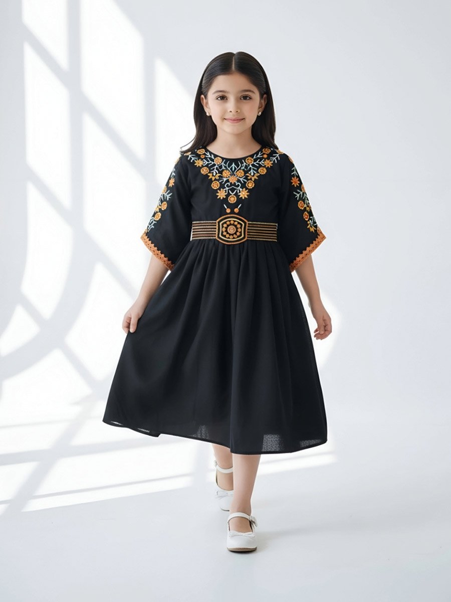 Cotton Woven Embroidered Dress