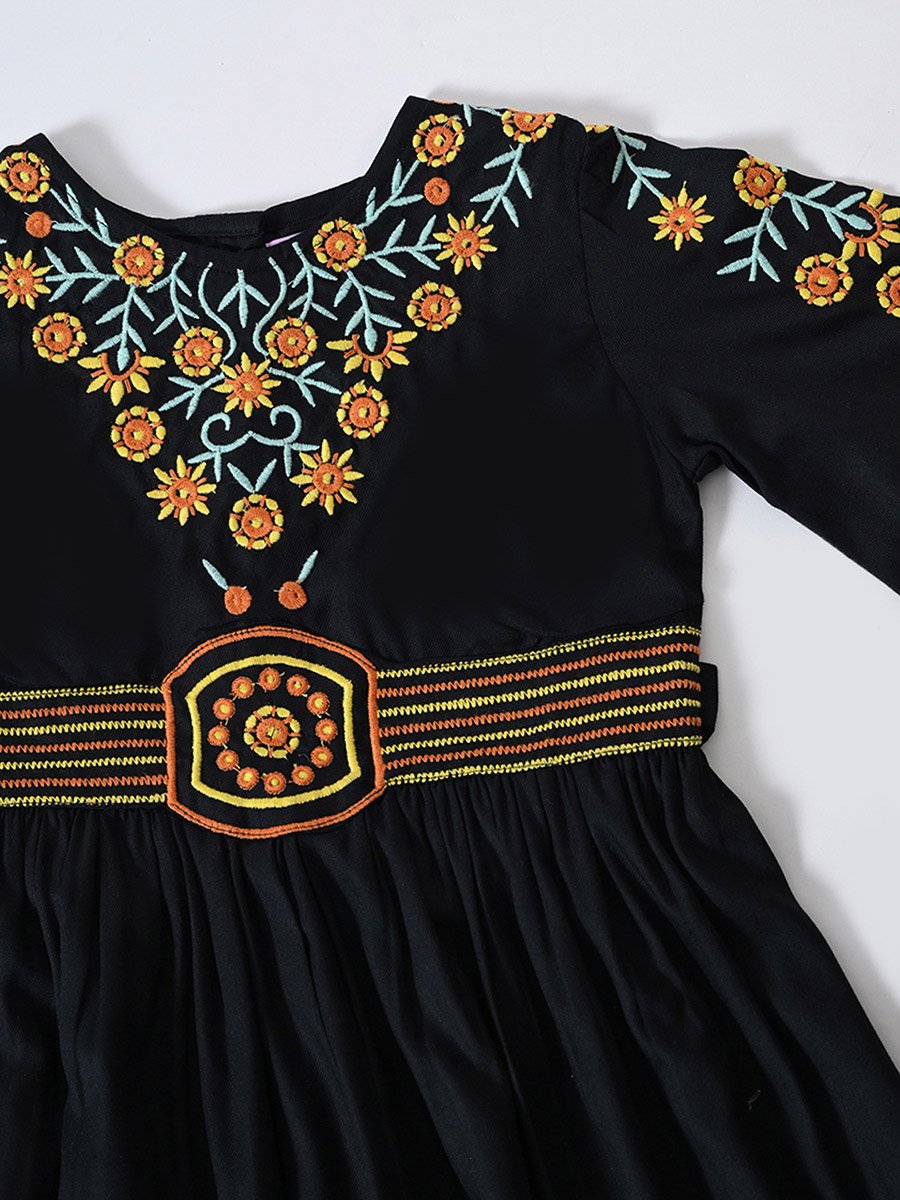 Cotton Woven Embroidered Dress