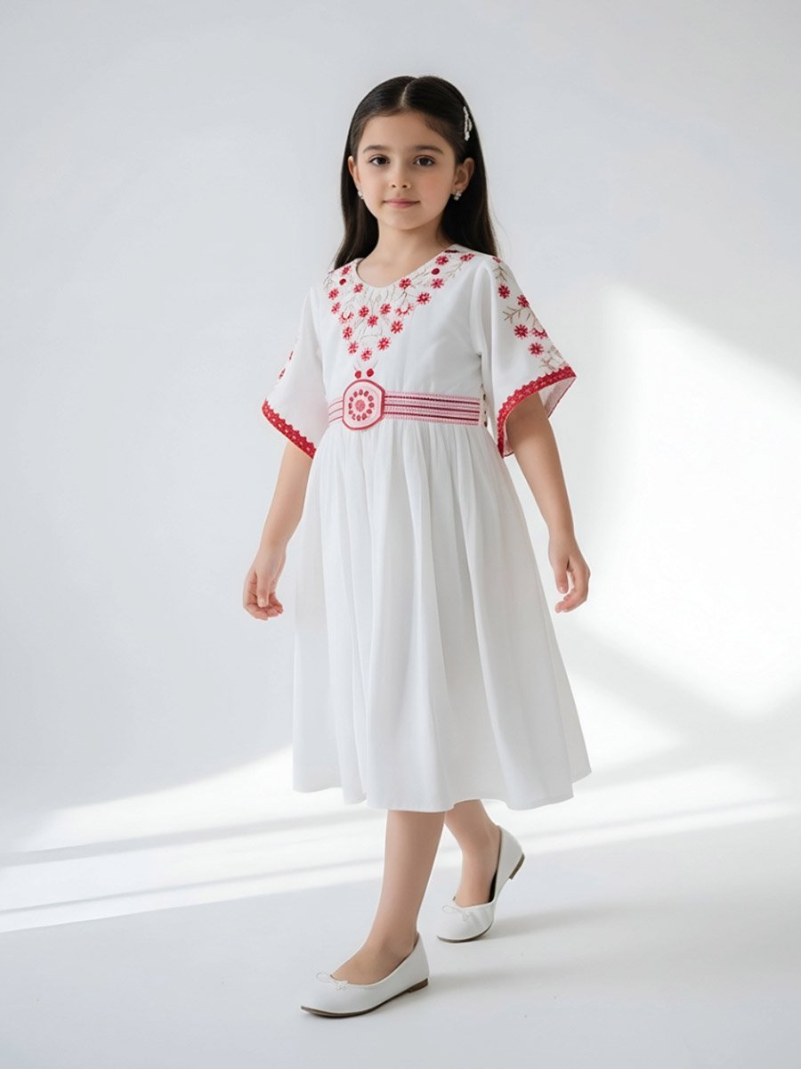 Cotton Woven Embroidered Dress