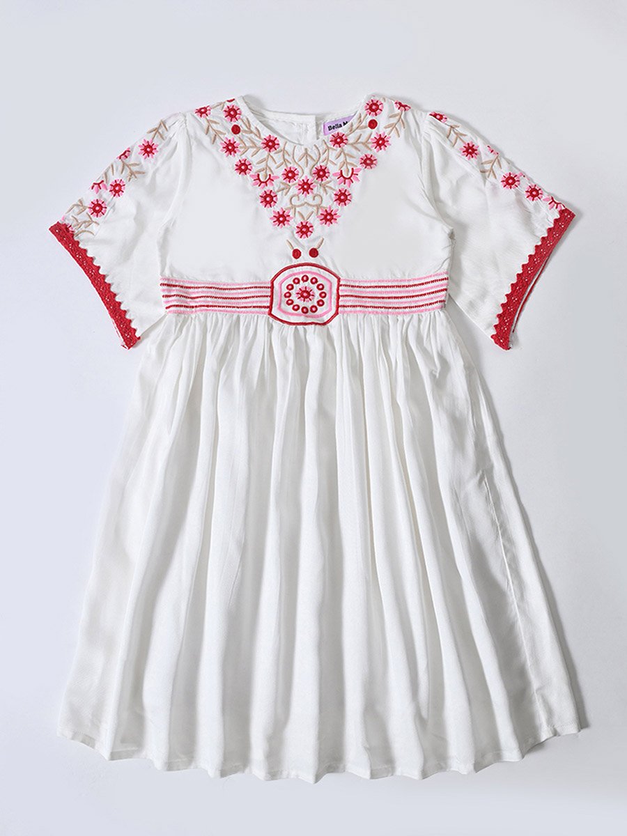 Cotton Woven Embroidered Dress