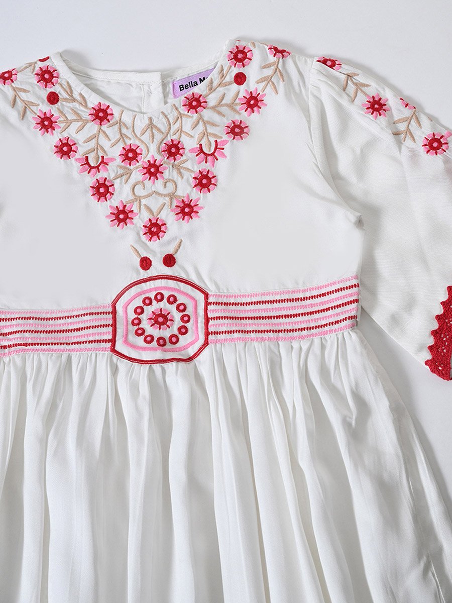 Cotton Woven Embroidered Dress