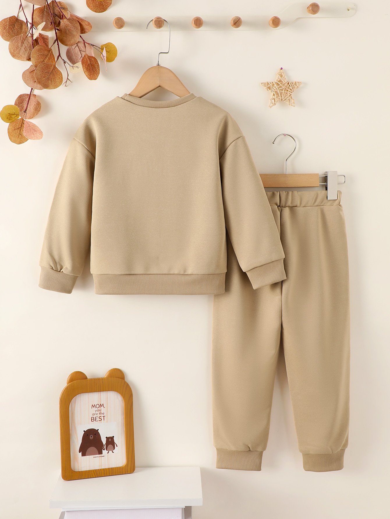 Boys Khaki Los Angeles Graphic Knitted Sweatshirt and Trousers Set