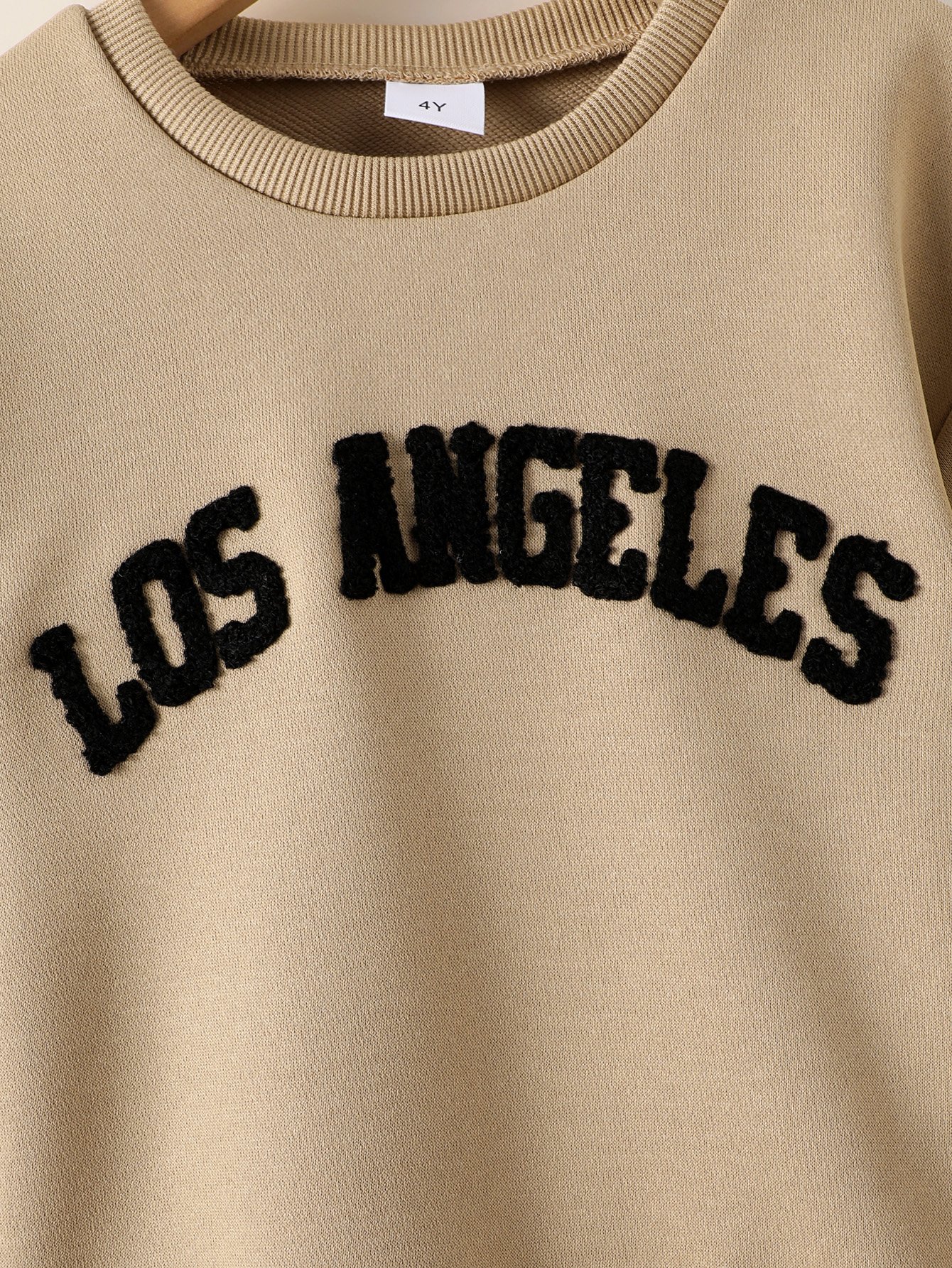 Boys Khaki Los Angeles Graphic Knitted Sweatshirt and Trousers Set