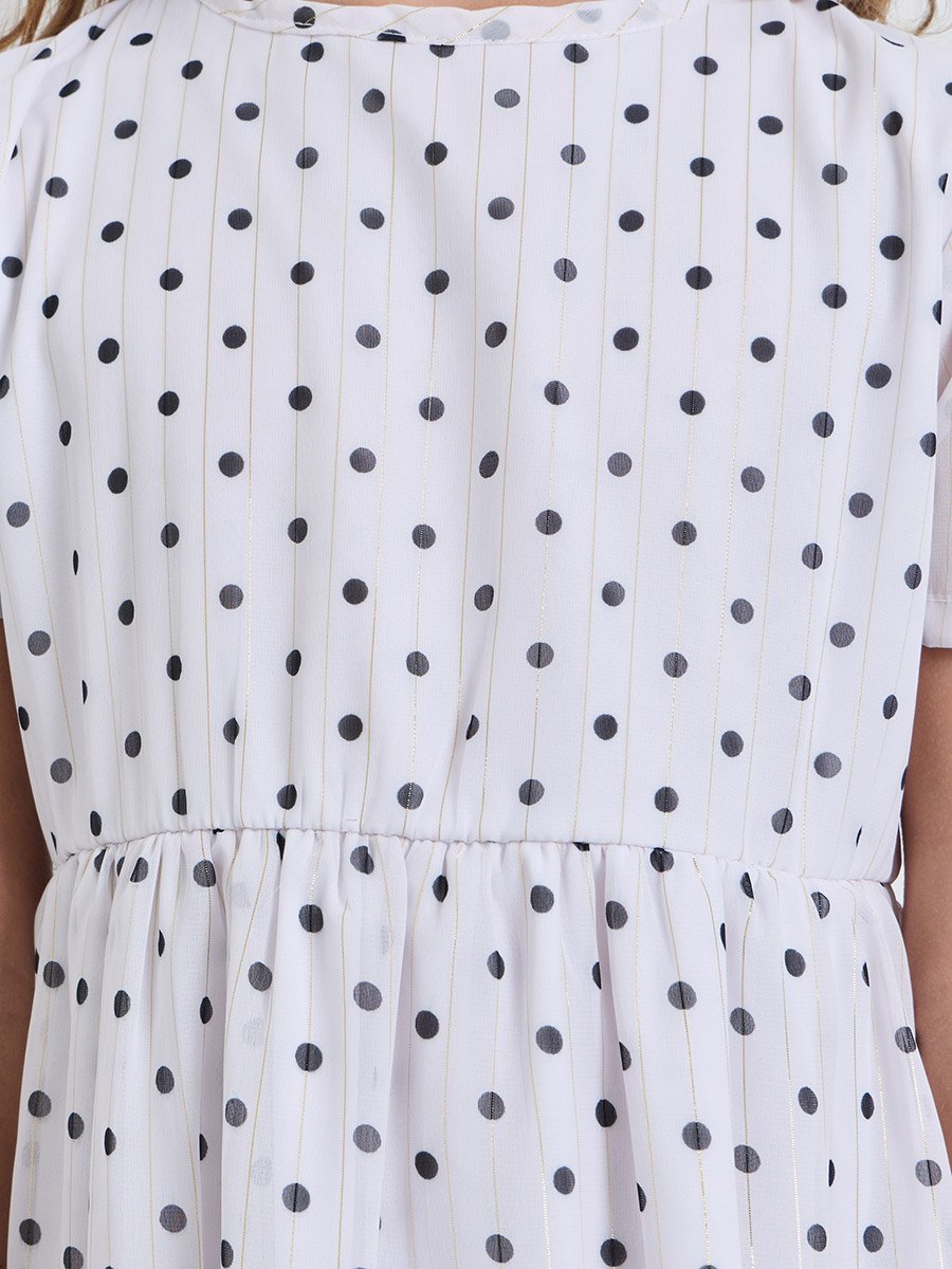 Girls Off-White Polka Dot Lurex Dress
