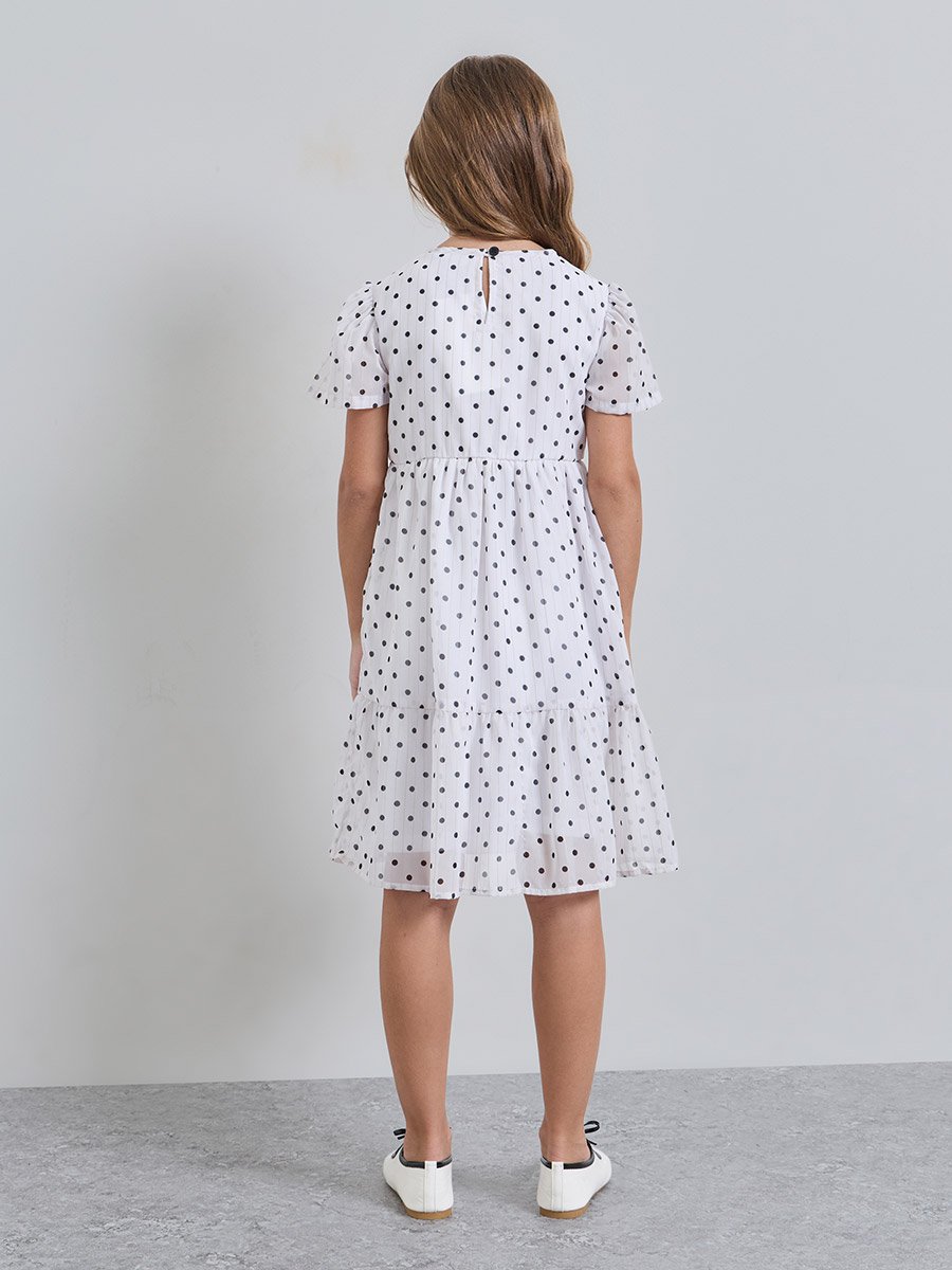 Girls Off-White Polka Dot Lurex Dress