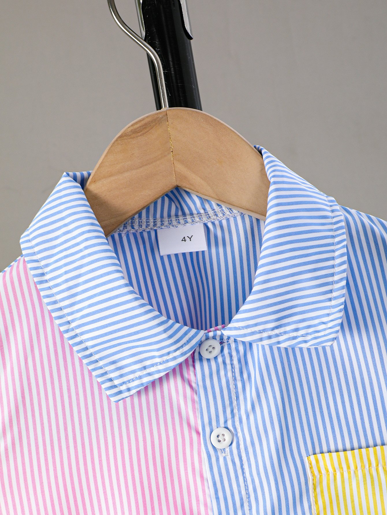 Boys Striped Colorblock Shirt and Shorts Set