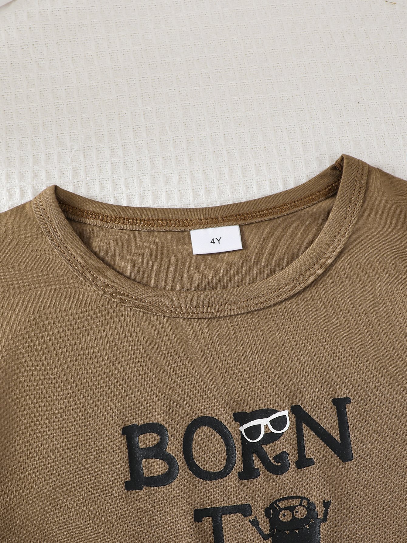 Boys Graphic Print Pocket Detail Shirt and Acid Wash Shorts Set