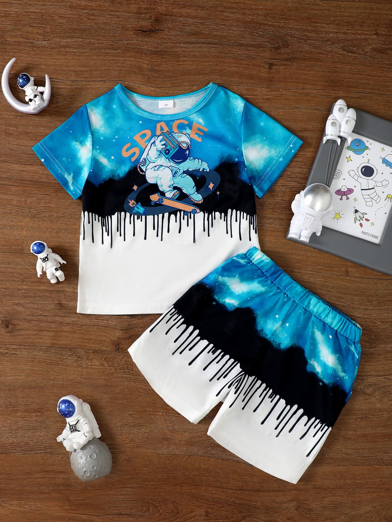 Boys Space Skater Graphic T-Shirt and Shorts Set