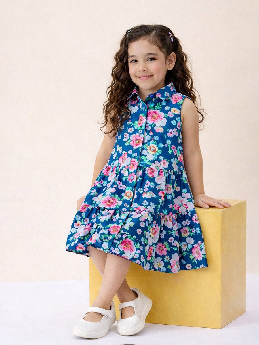 Floral A-Line Sleeveless Knee-Length Dress