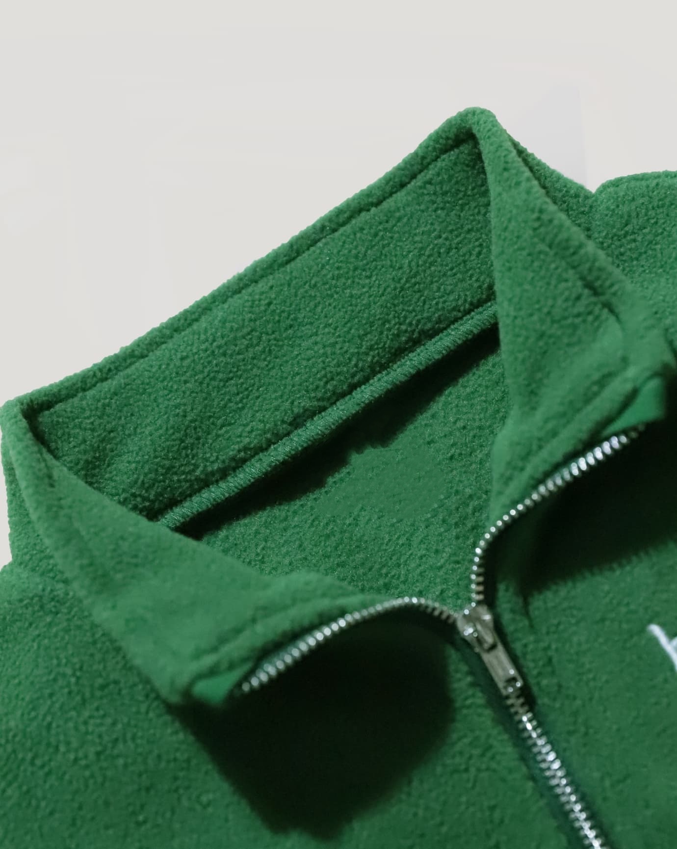 Green Fleece Quarter-Zip Sweatshirt With Pocket