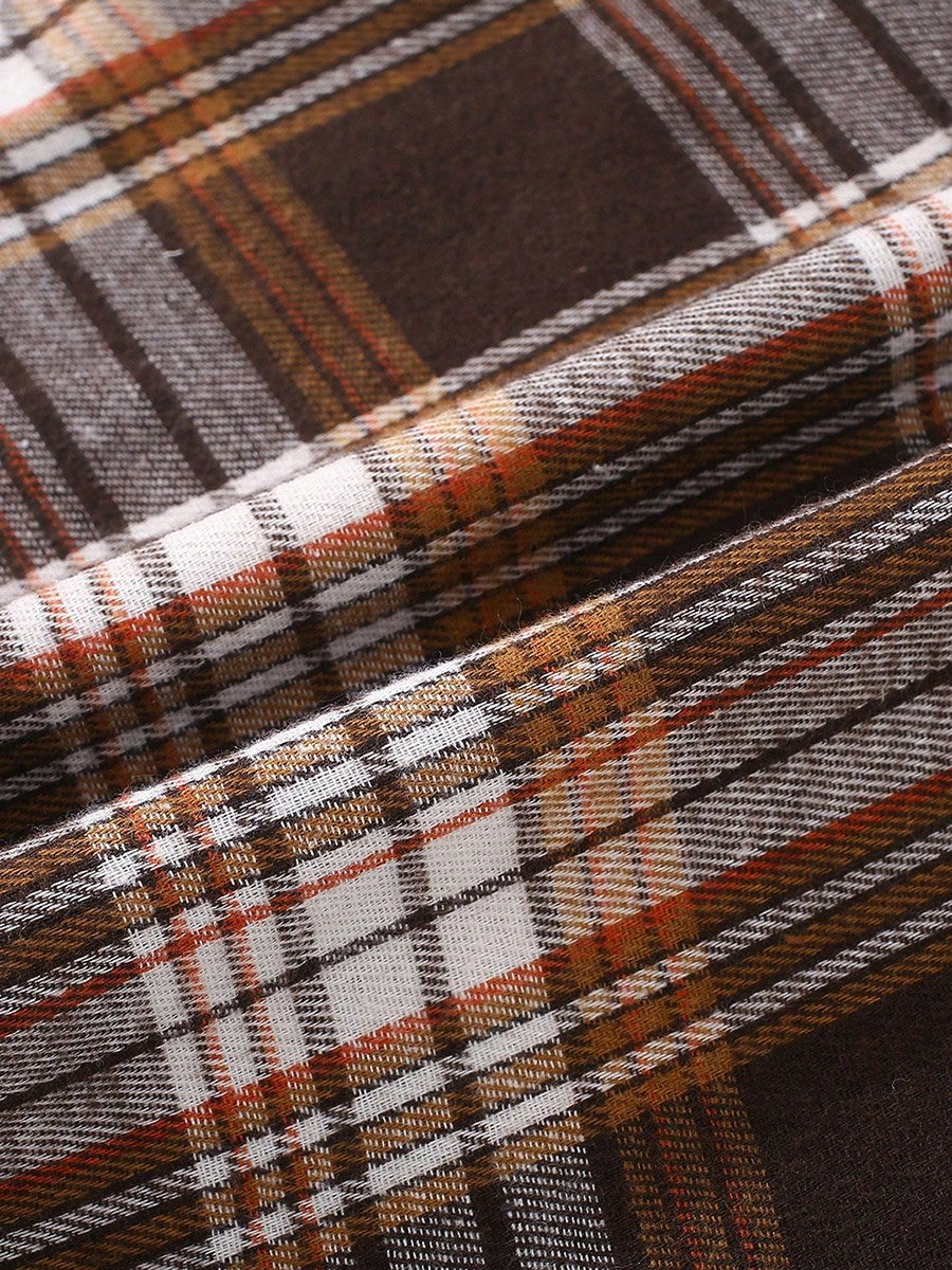 Boys Plaid Collared Long Sleeve Shirt