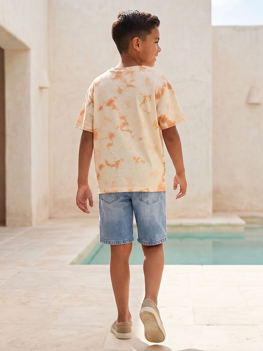 Crew Neck Short Sleeve T-Shirt with Tie-Dye Print