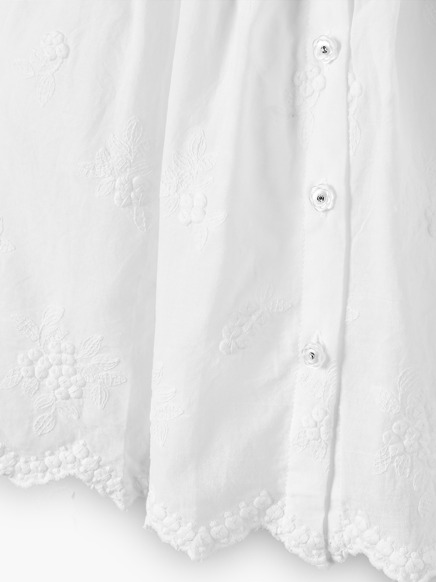 Collared Sleeveless Knee Length A-Line Dress with Embroidery