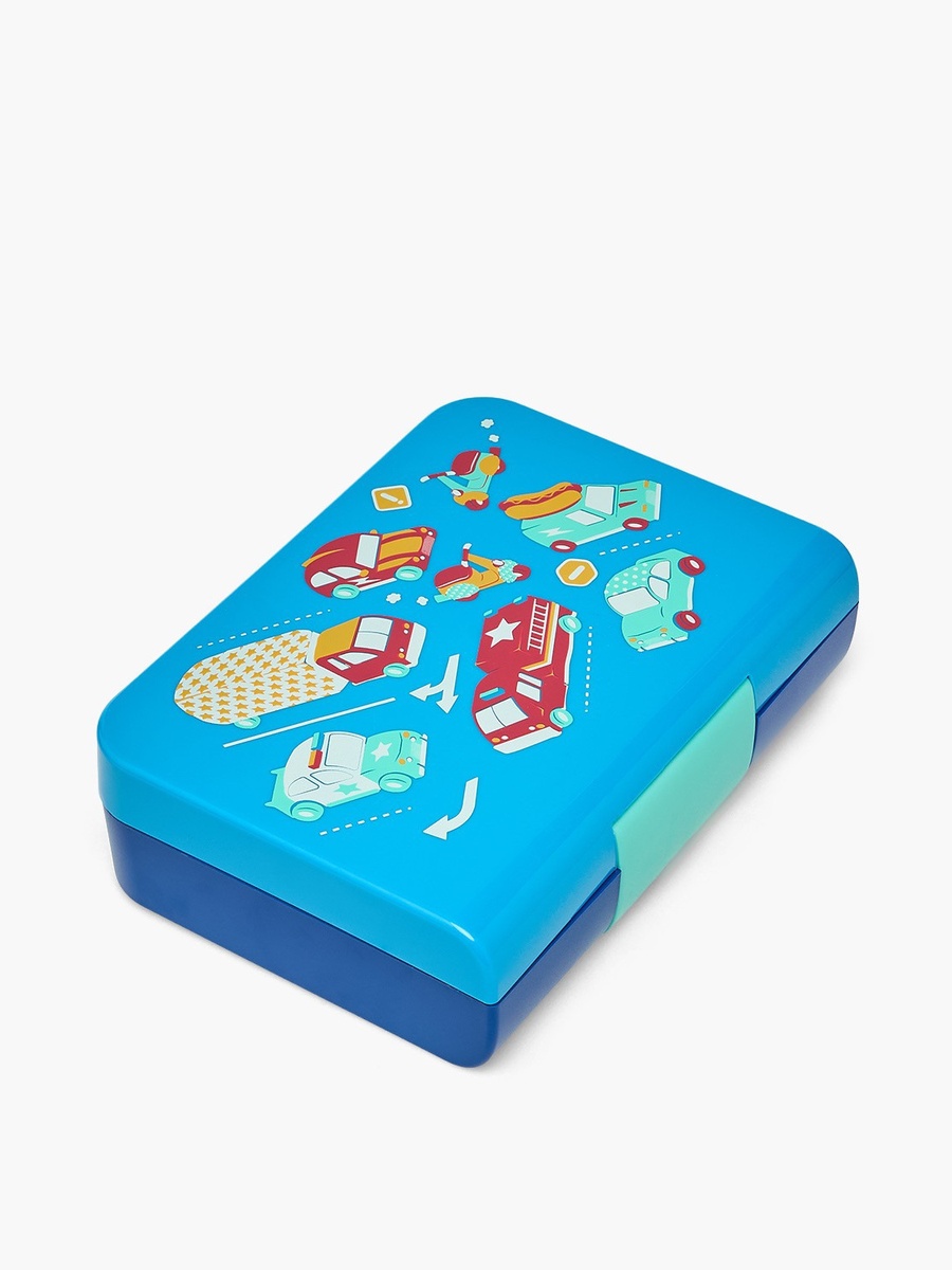 Vehicle Print Bento Lunch Box with Clip Lock Closure