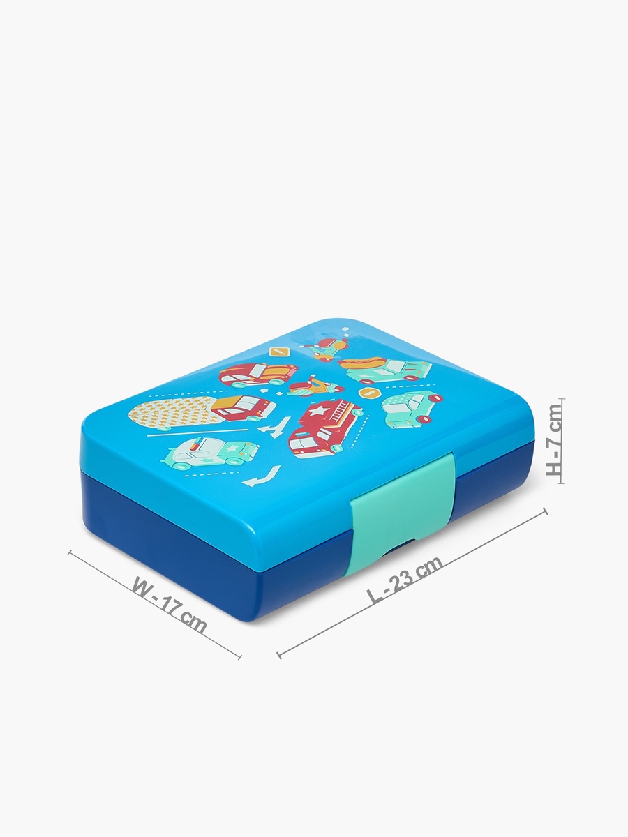 Vehicle Print Bento Lunch Box with Clip Lock Closure
