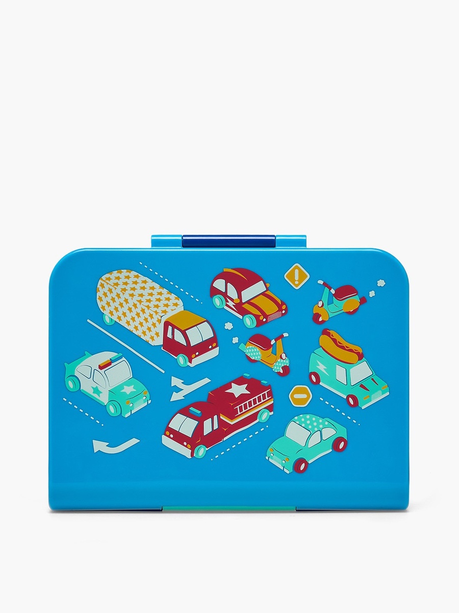 Vehicle Print Bento Lunch Box with Clip Lock Closure