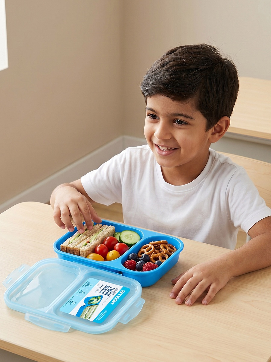 صندوق غداء بينتو سادة مع أقسام سعة 680 مل