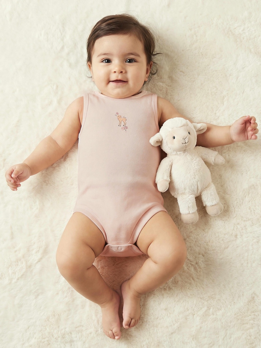 Pack of 7Bamboo Round Neck Sleeveless Bodysuit with Assorted Print