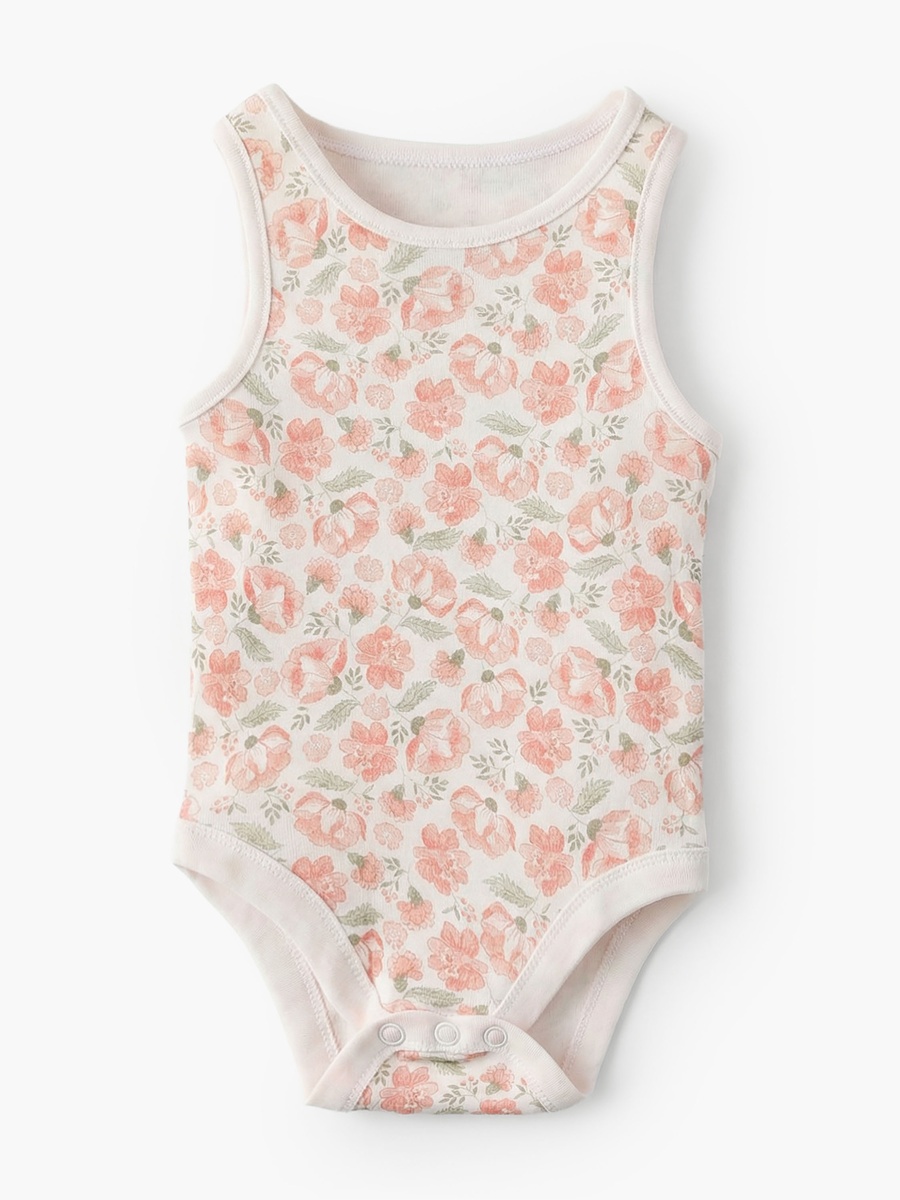 Pack of 7Bamboo Round Neck Sleeveless Bodysuit with Assorted Print