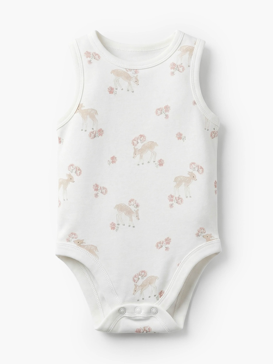 Pack of 7Bamboo Round Neck Sleeveless Bodysuit with Assorted Print