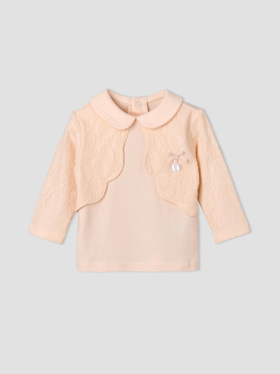 Cotton Collared Long Sleeves Pyjama Set with Lace Detail