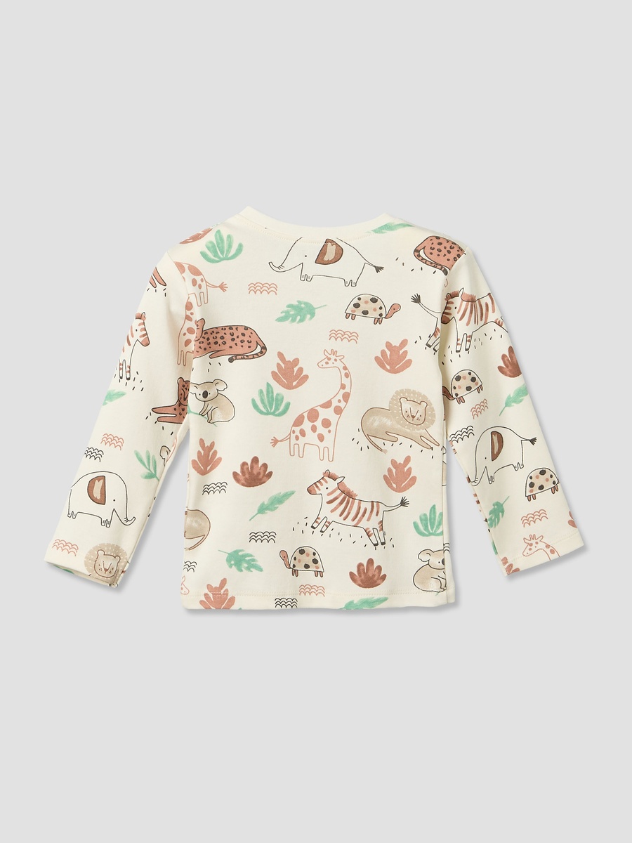 Cotton Round Neck Long Sleeves Pyjama Set with Safari Print