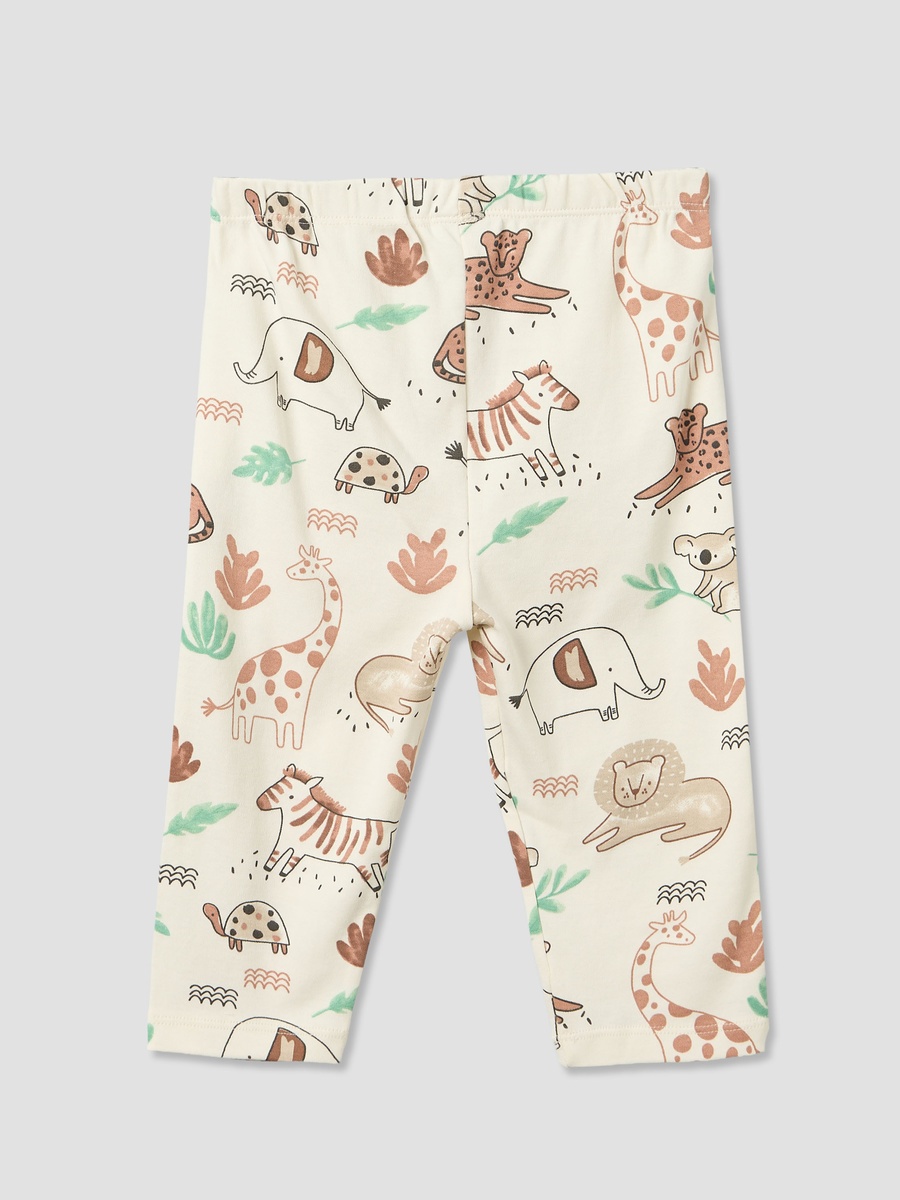 Cotton Round Neck Long Sleeves Pyjama Set with Safari Print