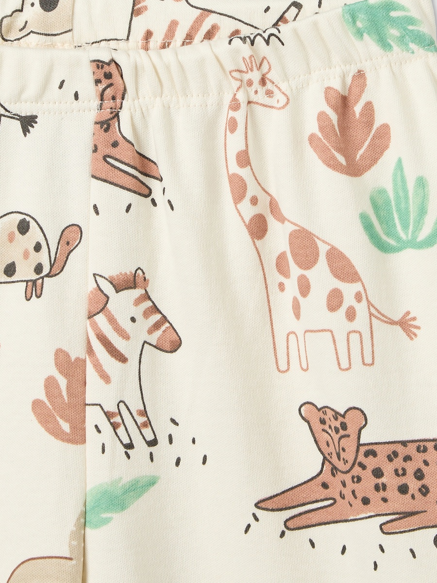 Cotton Round Neck Long Sleeves Pyjama Set with Safari Print