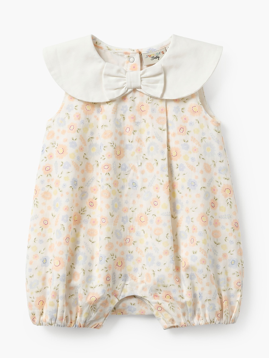 Round Neck Sleeveless Romper with Floral Print